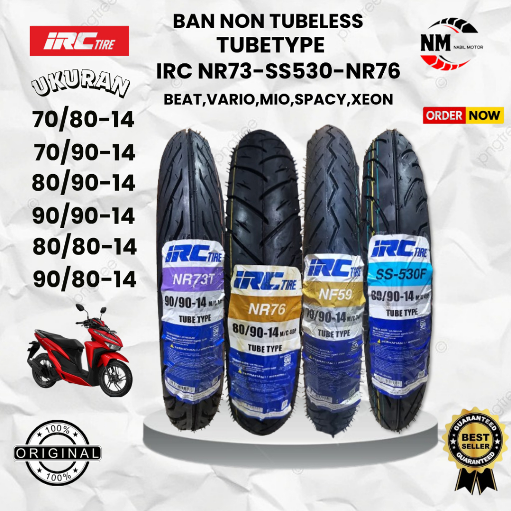 Baru Ban Motor Irc Nr 73 Ring 14 80/90 90/90 Tubetype Bukan Tubeless