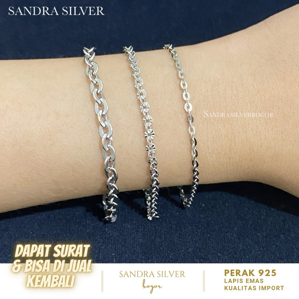 Gelang Nori Perak 925 lapis emas putih - Gelang Nori ukir perak 925 - Gelang nori kaca perak 925