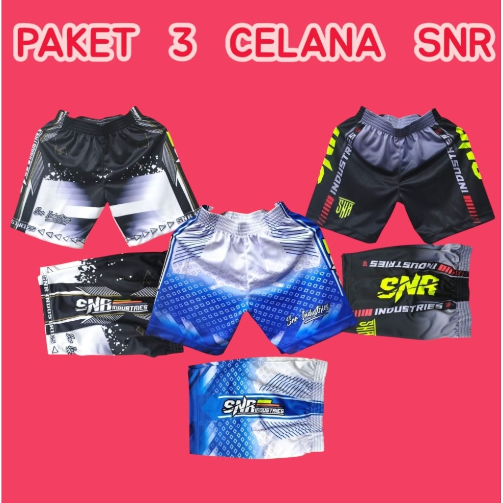 paket hemat 3 pcs celana snr industries voli full printing tarkam voli snr industries voli full prin