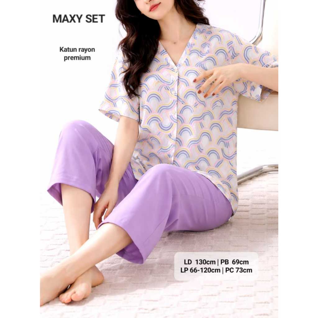 MOMMERESELLER - Setelan rayon kombinasi Jumbo / Oneset Rayon Polos 7/8 XL / setelan wanita jumbo ray