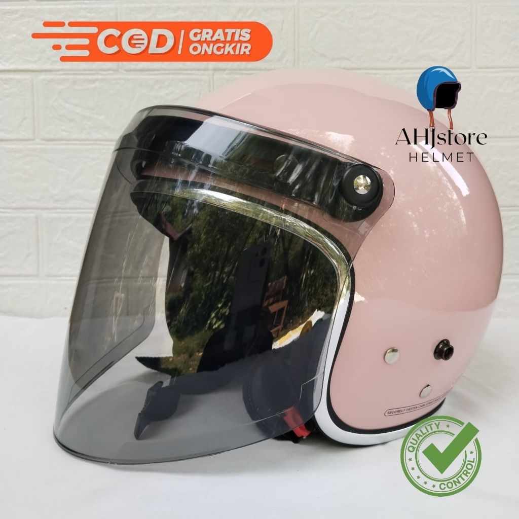 (LC) HELM BOGO DEWASA KACA VENOM HITAM ||Helm bogo polos pria wanita || Helm bogo dewasa Full leher 