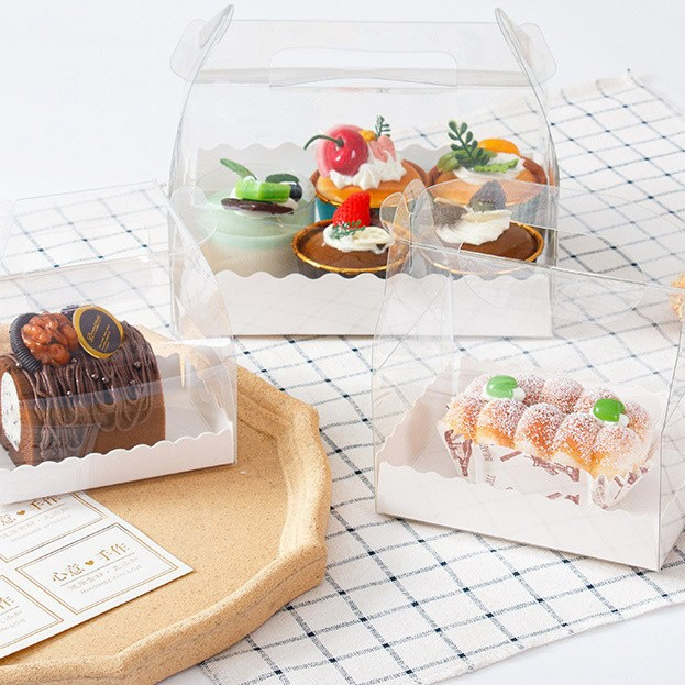 Gable box mika transparan rollcake / Kotak mika kue bolu gulung / Gable box mika transparan