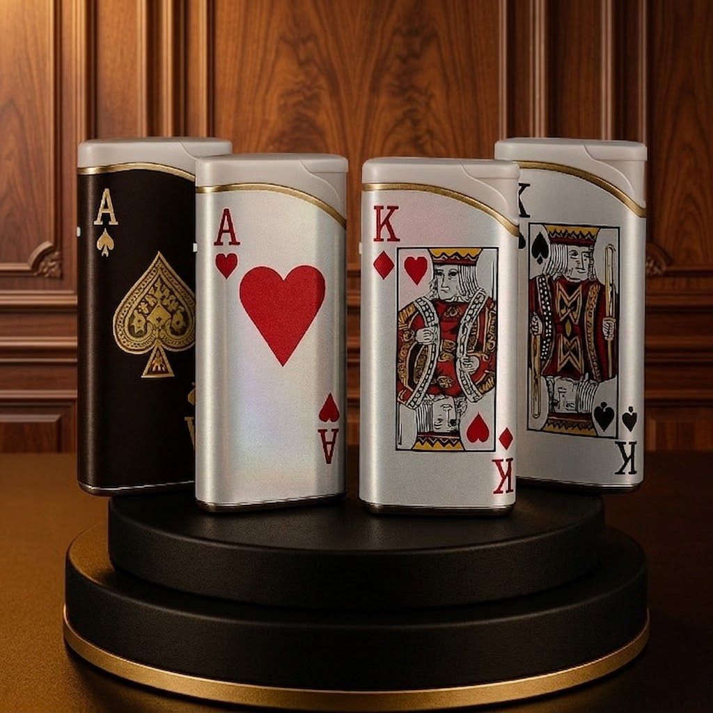 BISA ISI ULANG - Korek Api Bara Fortis Black Jack / Korek Gas Motif Kartu Remi