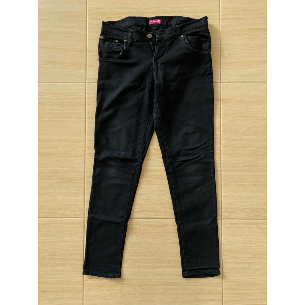 Celana Panjang Hitam Skinny Jeans Pink by JJ Preloved