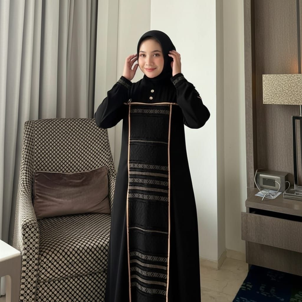 Jetblack Arabian Madinah Ras Gamis Dress Premium Teksture Bahan Adem