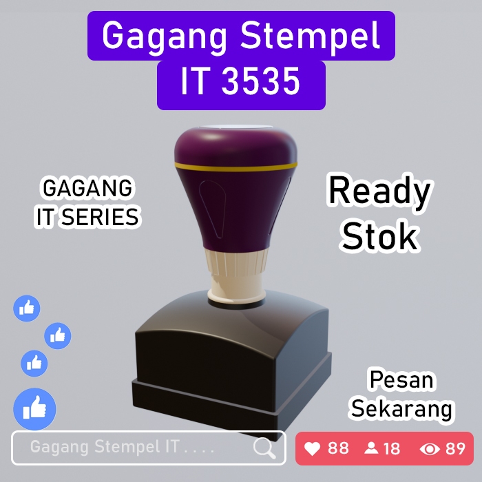 Gagang Stempel Flash Tipe IT 3535 Berkualitas Tinggi, Gagang Stempel Kotak, Stempel Ungu