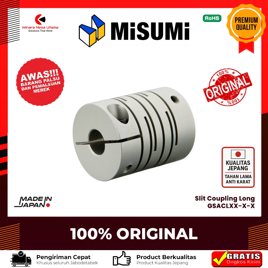 Coupling GSACL MISUMI Made in Japan | Slit Coupling Aluminium Clamping Type Presisi Tinggi Motor Ser