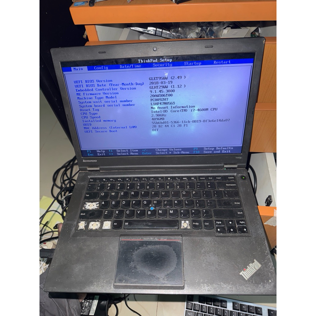 Lenovo thinkpad T440p Core i7 gen4 mainbord normal garansi