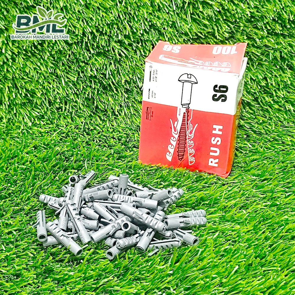 (PER KOTAK) FISHER PLASTIK UKURAN LENGKAP S6 / WALLPLUG PENGUNCI SEKRUP DINDING S6 / VISER S6 / RUMA