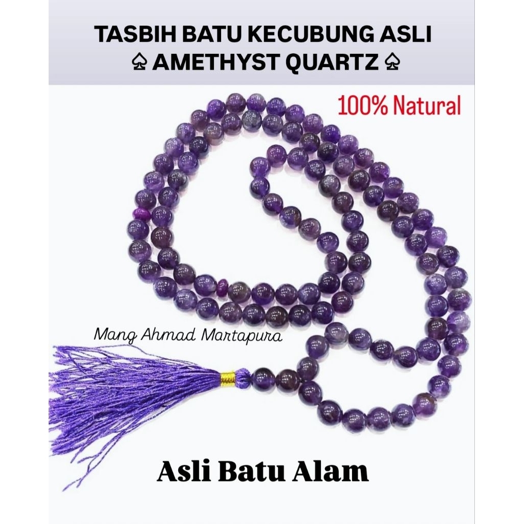 [COD] Tasbih Batu Kecubung Ungu Asli - Tasbih Amethys Quartz Stone Natural Batu Alam