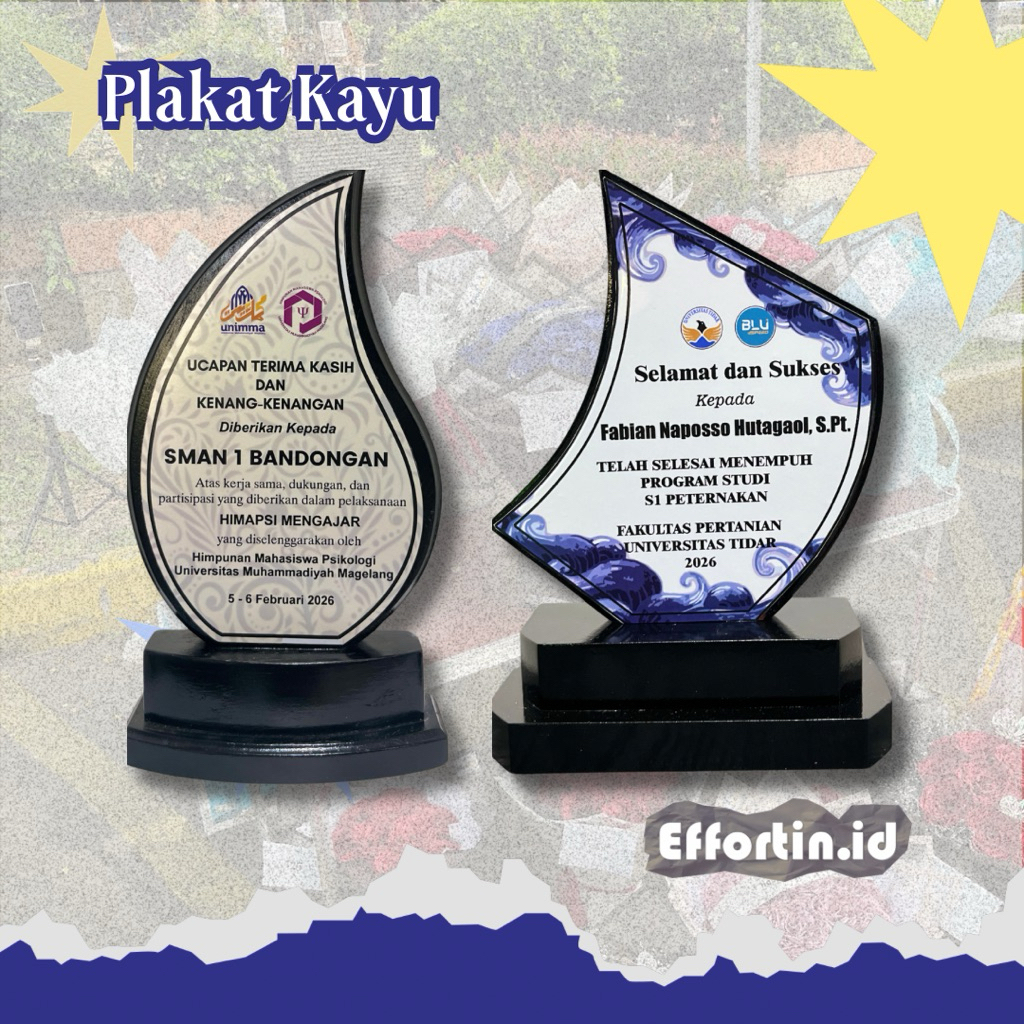 Plakat Kayu Vandel | Plakat Kenang-kenangan PKL, Magang, KKN, PPL
