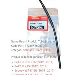 Selang Hawa Beat F1 Tube Breather 17218K16900