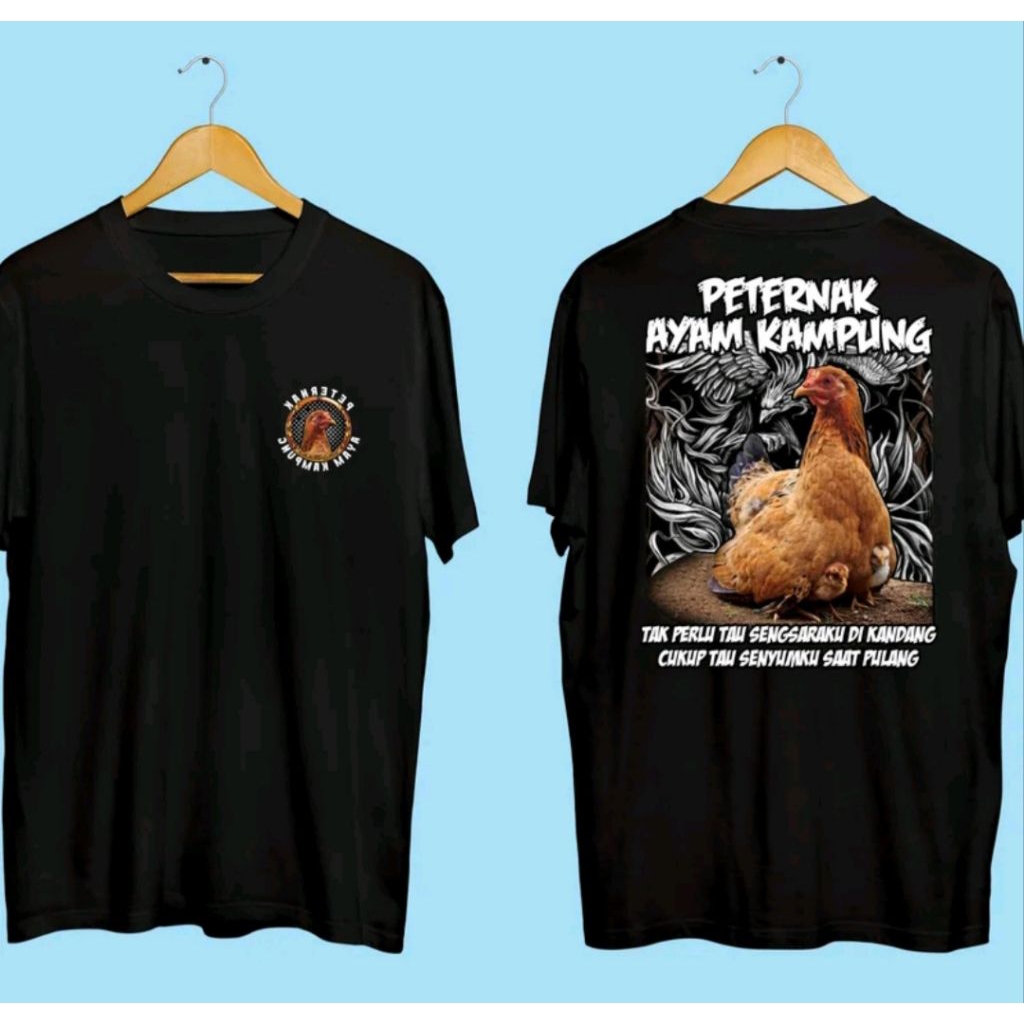 Kaos Peternak Ayam Kampung Corak Putih