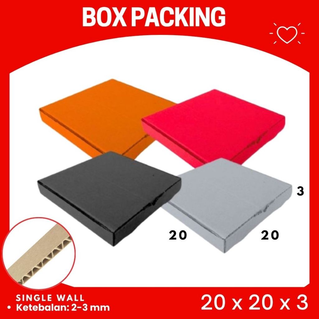 Kardus 20x20x3 LD Kardus Pizza Box Gelang lipatan depan Dus Hampers Kotak Kemasan Box Aksesoris Kart