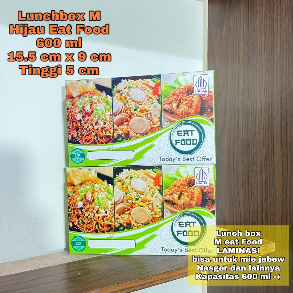 Lunch Box Size M Hijau Kotak Makan Kertas Brown Paper Box Makanan Dus Kraft Laminasi Box Nasi Ayam M