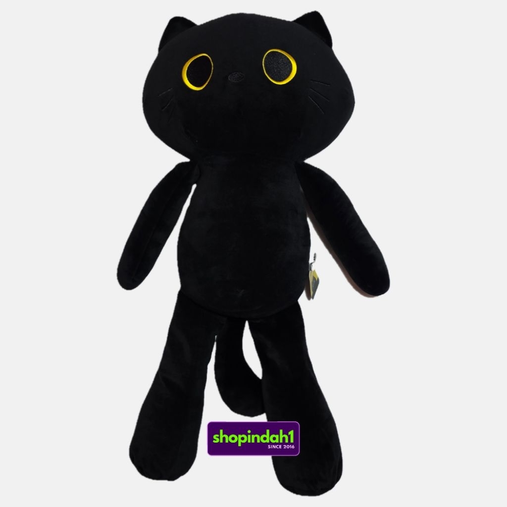 O.O MEOW MR DIY [8963578] Black cat plush toy long feet can sit 70 cm new tag - Boneka kucing hitam 
