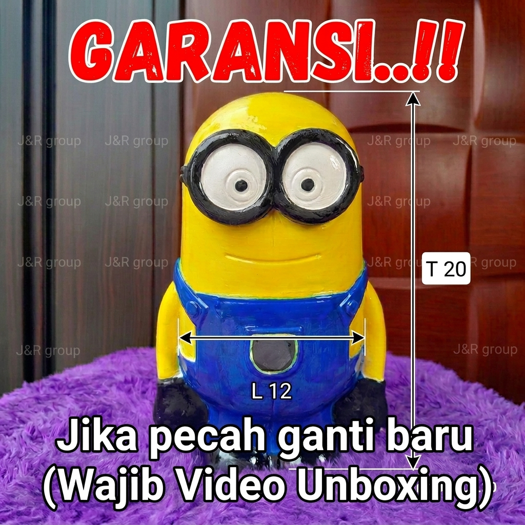 Celengan Minion Estetik Gypsum Glossy Clear Coat - Tabungan Karakter Lucu Kado Ulang Tahun Anak Souv