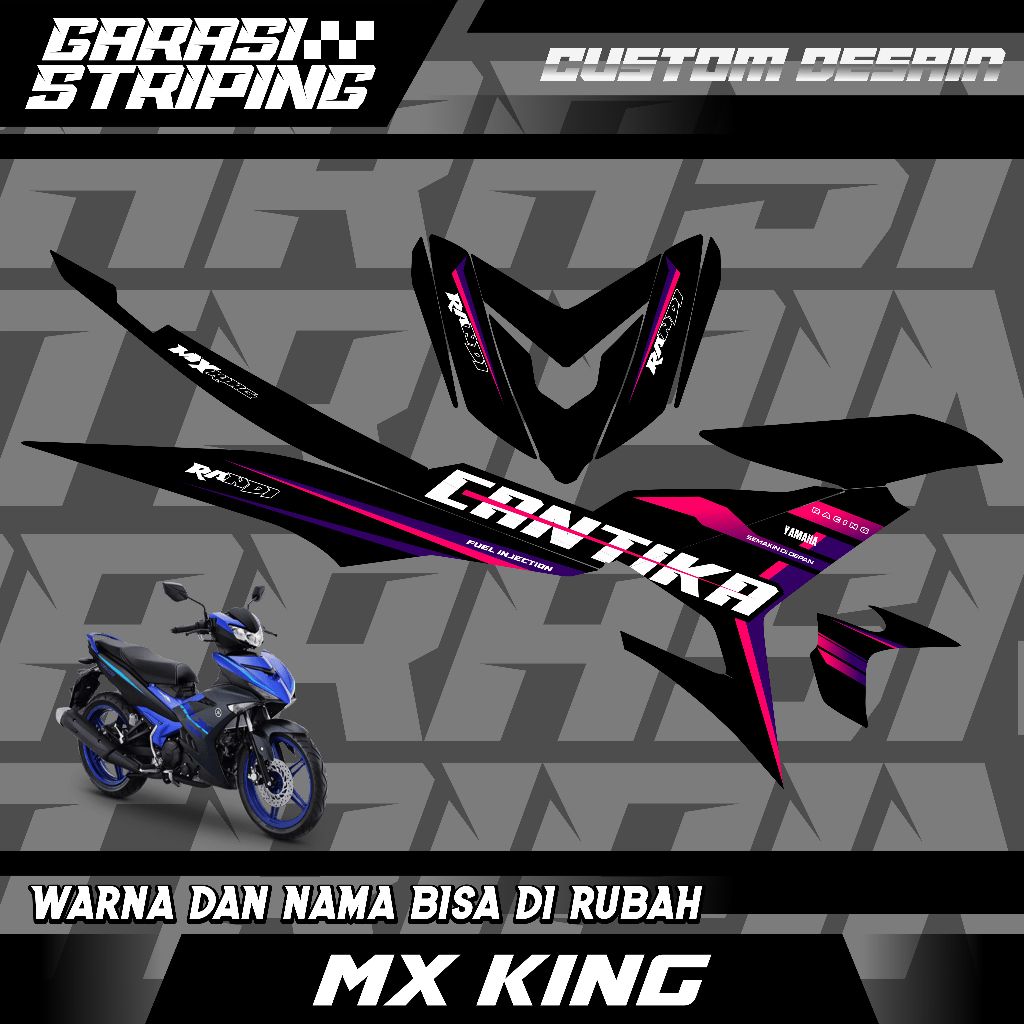 STRIPING CUSTOM VARIASI TRANSPARAN MX KING STICKER VARIASI MOTIF TERBARU KEREN UNGU MAGENTA BIRU