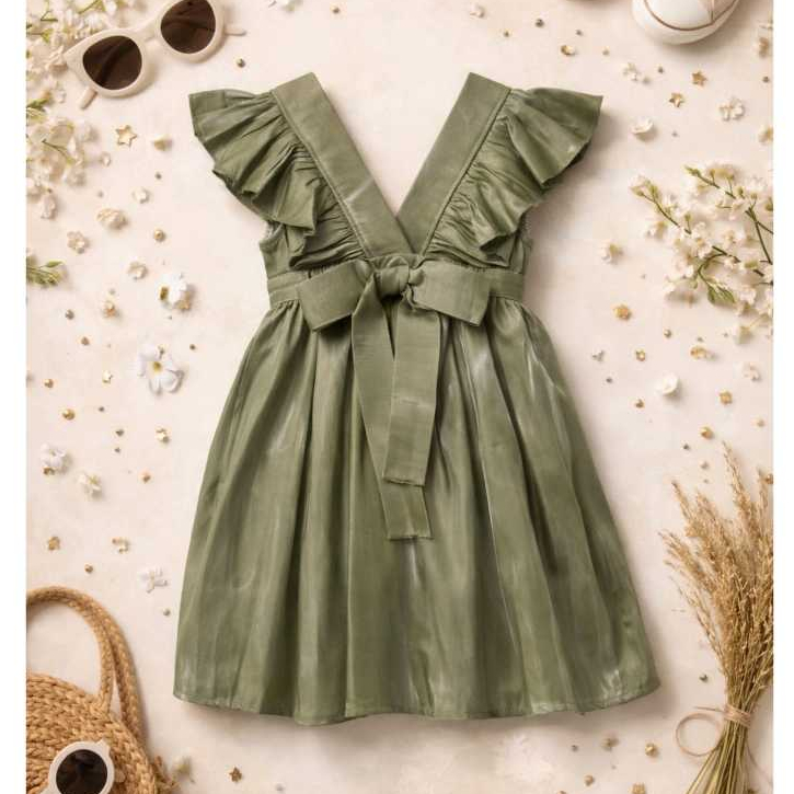 Sweet Joey - Dress Natal Anak Shimmer Hijau Sage Christmas Dress Bayi