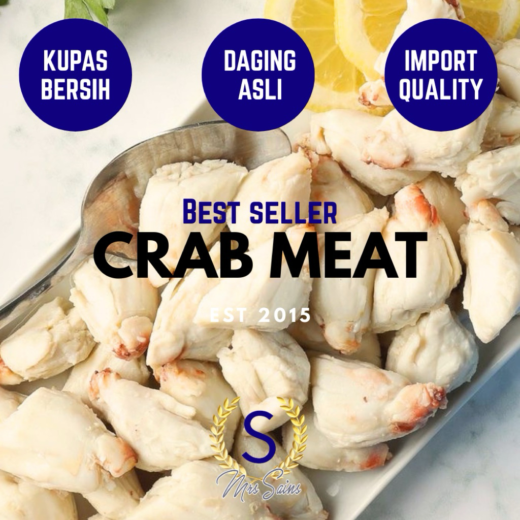 DAGING Kepiting CRAB MEAT JUMBO[FROZEN FOOD SEAFOOD] Kupas 1Kg Praktis tanpa CANGKANG MRS.SAINS