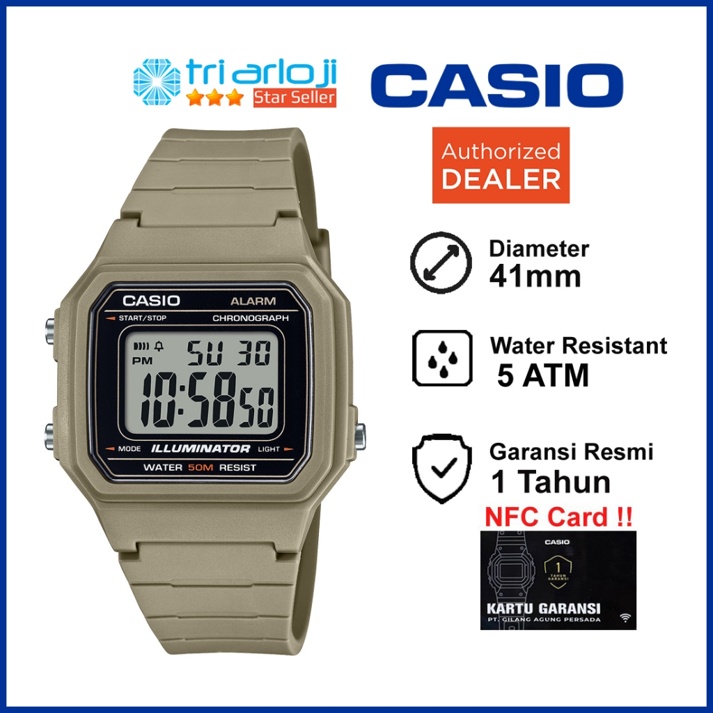 Casio W-217H-5AVDF Jam Tangan Pria Digital W-217H-5A Illuminator W217H W 217H 5AVDF