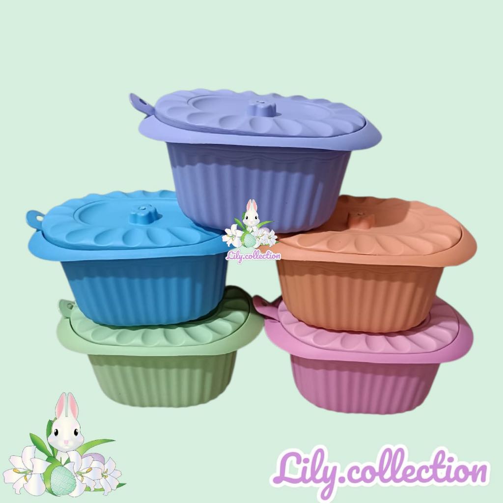 Mangkok Sayur | Mangkok Plastik | Mangkok Sayur Plastik Oval Dengan Tutup Dan Sendok LILYCOLLECTION