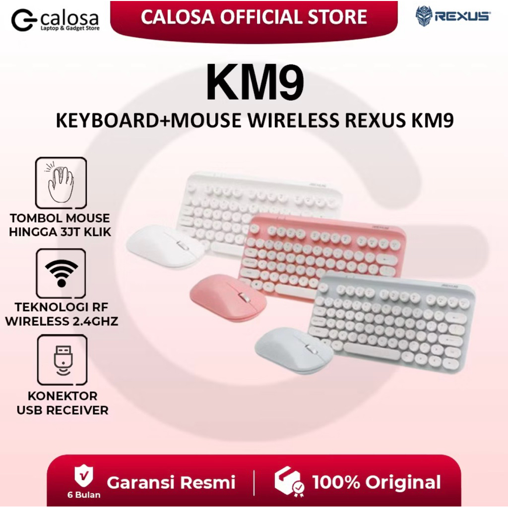 PINK Rexus Km9 Keyboard Wireless+ Mouse |PRELOVED|baca deskripsi