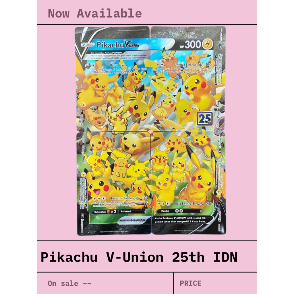 kartu pokemon pikachu v-union 25th IDN