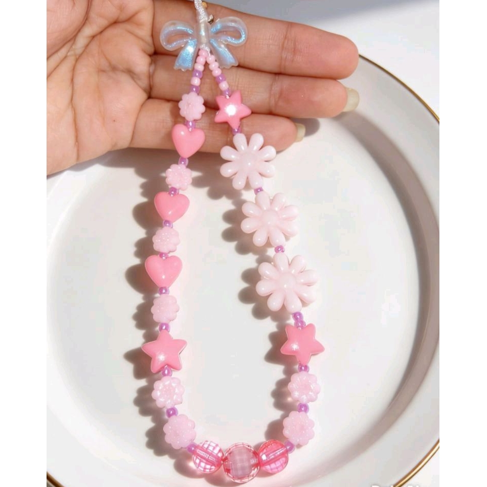 Gantungan hp aesthetic lucu dan cantik pink