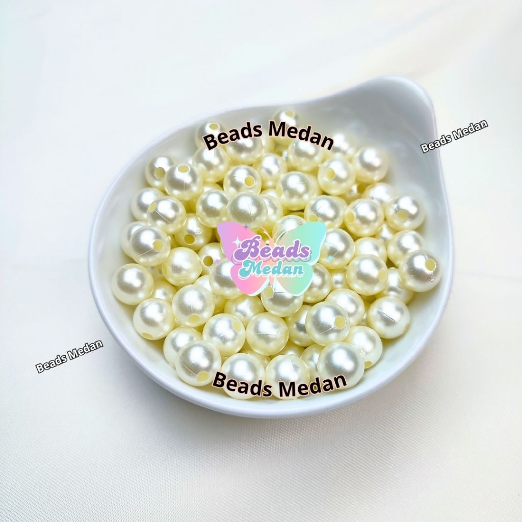 Mutiara Krim 10mm / Mote Mutiara / Manik Mutiara / Monte Gelang Diy / Manik Meronce