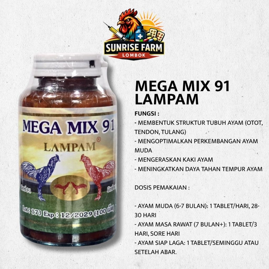 Mega Mix 91 Lampam / Rawatan Ayam Lampam / Suplement Import ayam Thailand