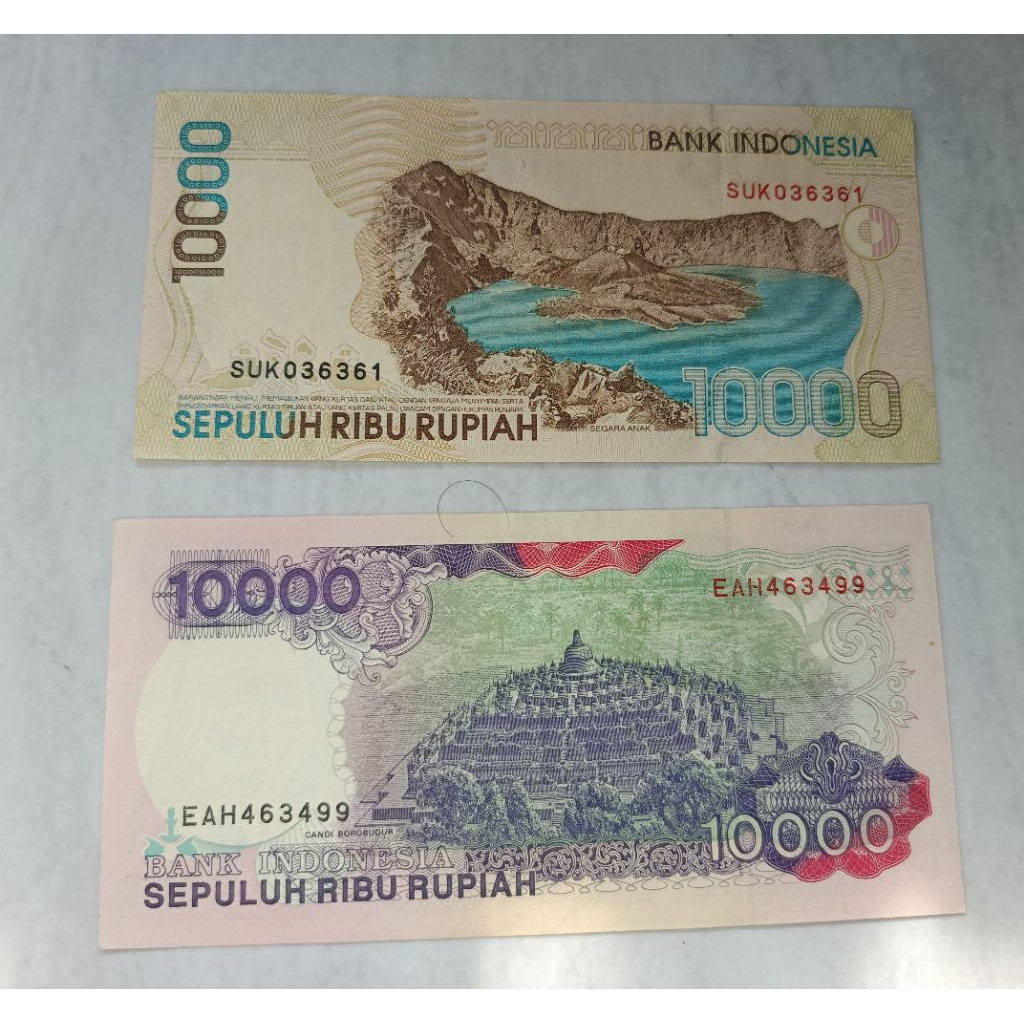uang kertas kuno 10rb hamengku dan 10rb cut nyak dhien kondisi bekas edar utuh