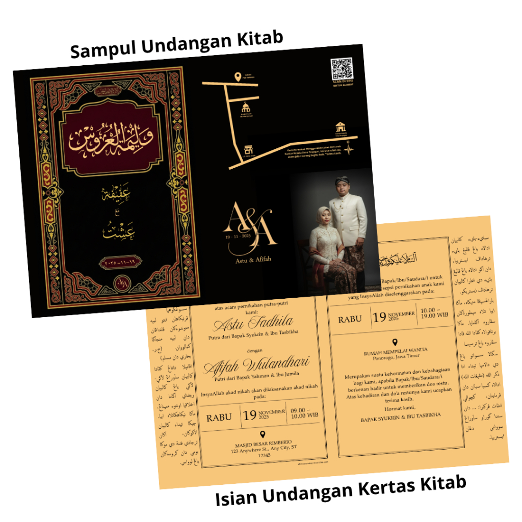 Undangan Pernikahan Santri Model Kitab Kuning Arab Pegon Islami Unik Murah