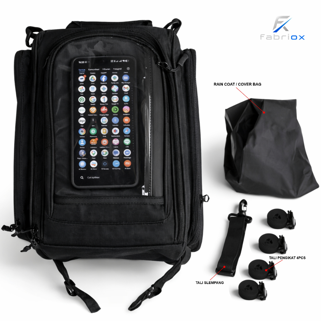 Fabriox - TankBag Tas Motor NMAX PCX ADV XMAX Touring/Adventure -FREE TALI SLEMPANG & RAINCOAT