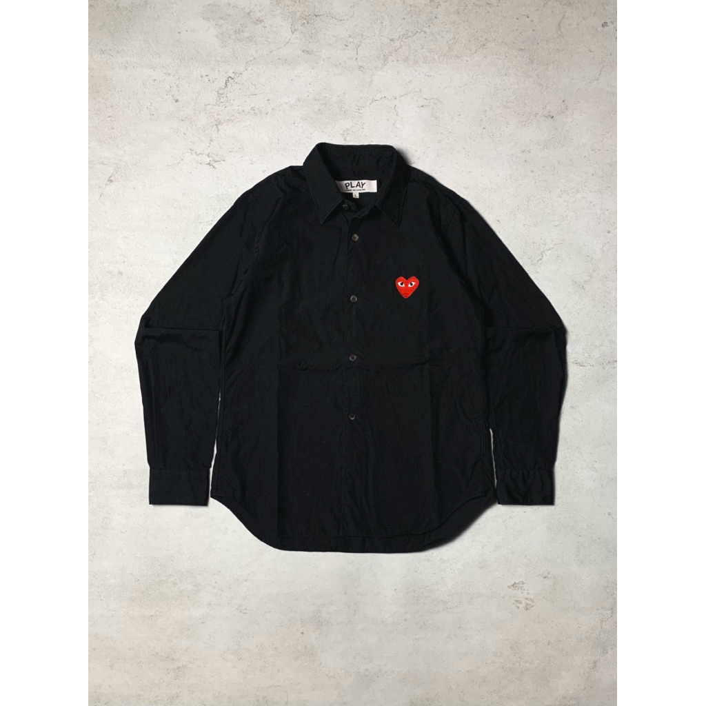 cdg play red heart kemeja shirt original