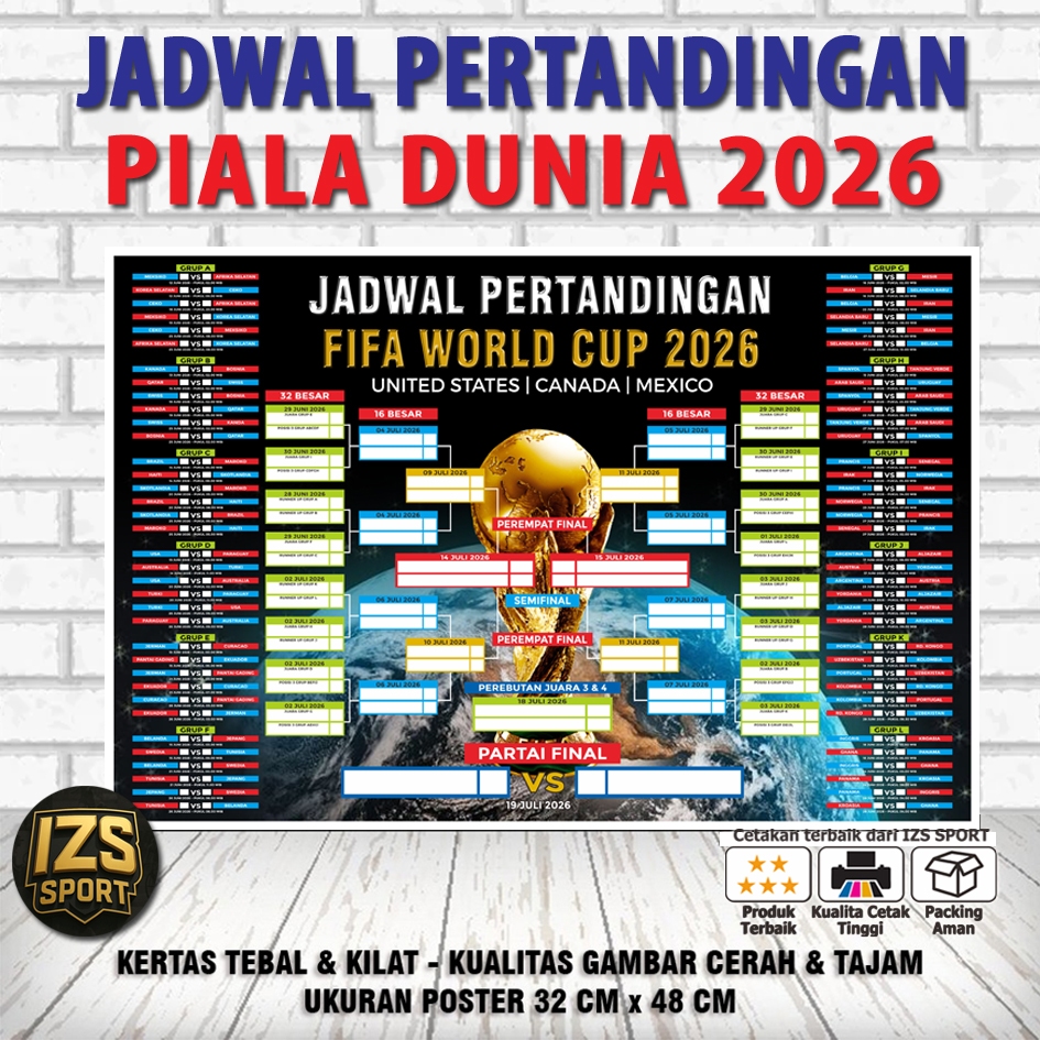 JADWAL PERTANDINGAN PIALA DUNIA 2026 AMERIKA - KANADA - MEKSIKO