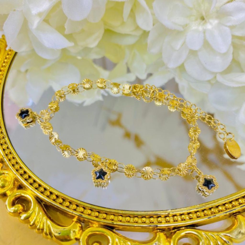 gelang juntai hitam titanium