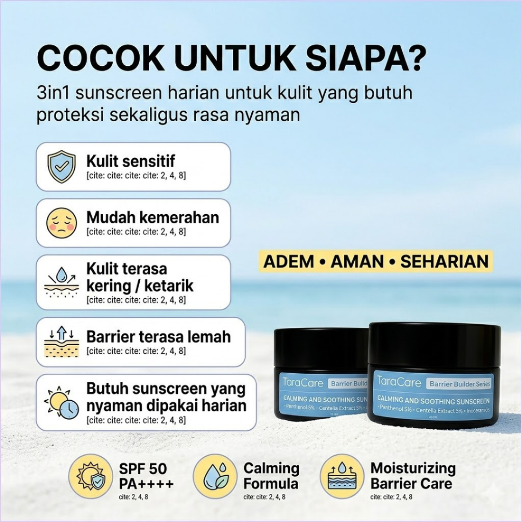 Taracare 3in1 Sunscreen Serum SPF 50 Calming