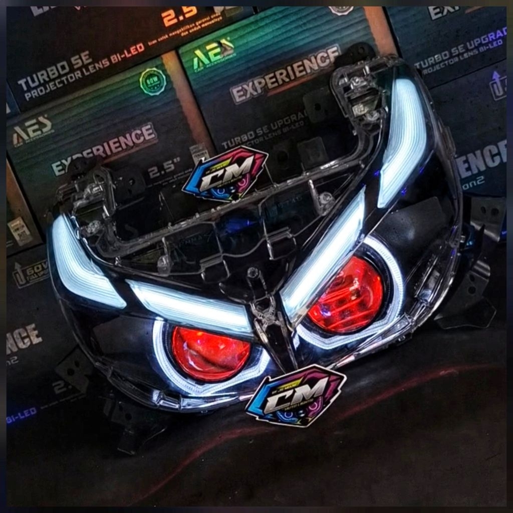 BILED HEADLAMP SET LAMPU DEPAN SET CUSTOM BILED AES EXPERIENCE BULLAES LAMPU ALIS DRL YAMAHA AEROX N