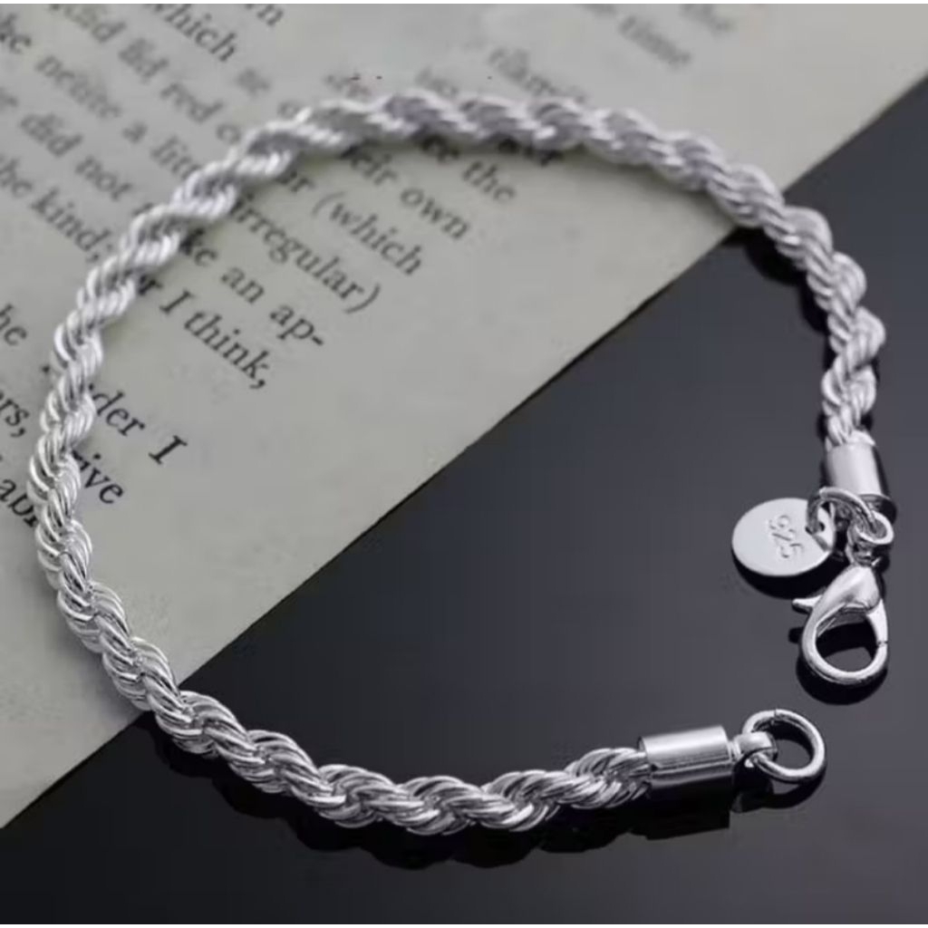 Gelang tangan pria wanita gelang perak silver anti karat