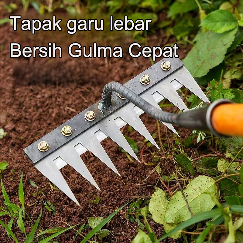 Cangkul Garpu Baja Mangan Serbaguna, Alat Pertanian Penyiang Rumput & Penggaruk Tanah