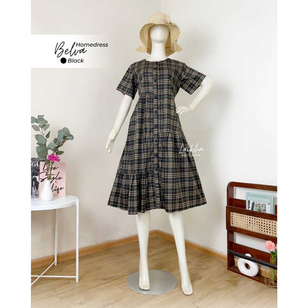 Belva Homedress Black Daster Katun Jepang by Laikha