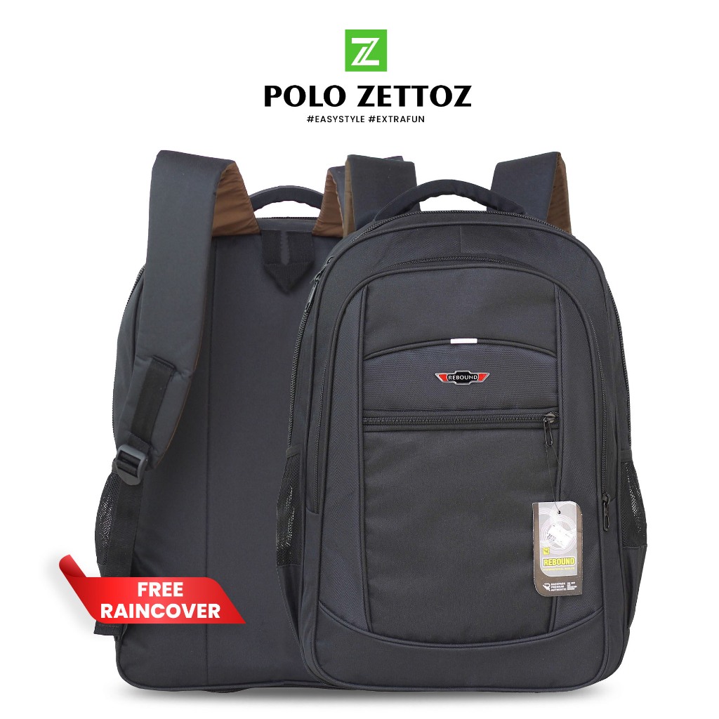 Tas Ransel Sekolah Rebound Warna Hitam List Silver TERBARU Backpack SMP SMA Kuliah Kerja Cowok Cewek