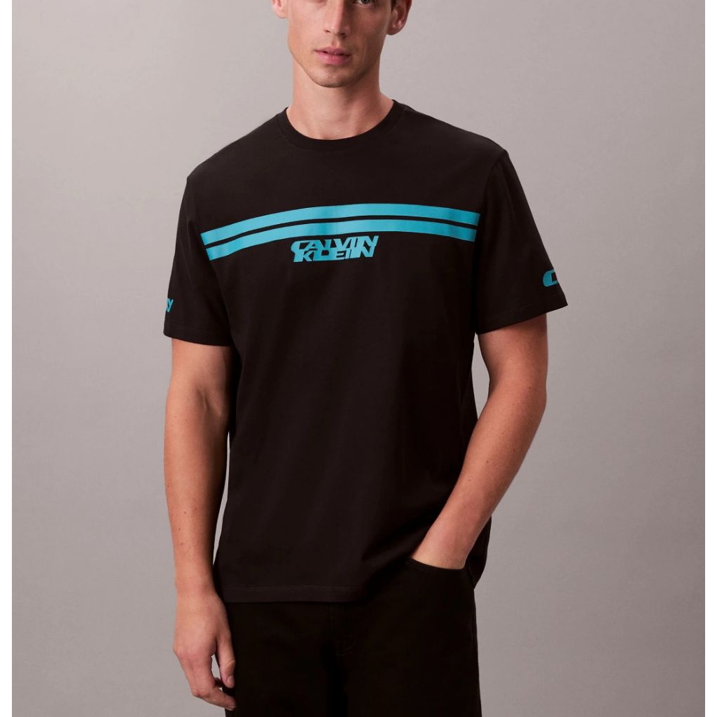 Calvin Klein Stripe Graphic tee kaos pakaian baju pria
