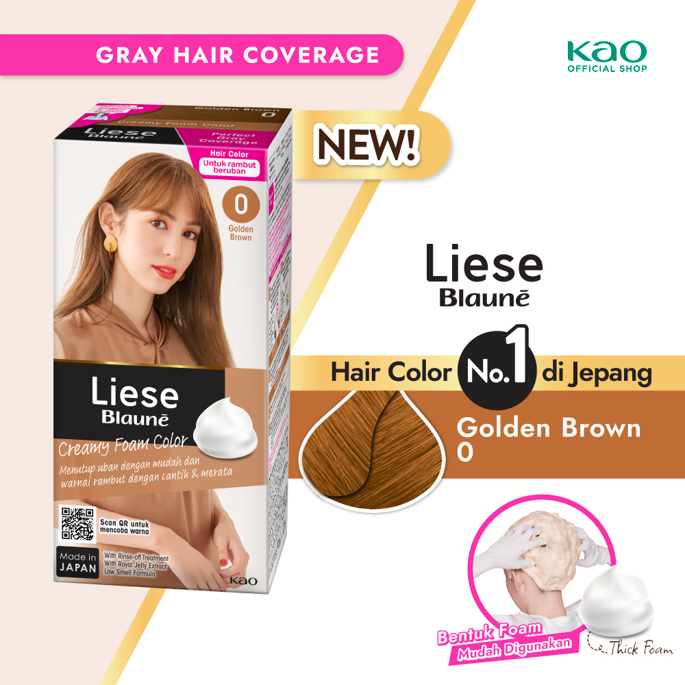 Liese Blaune Creamy Bubble Hair Color Cat Pewarna Rambut Golden Brown Penutup Uban