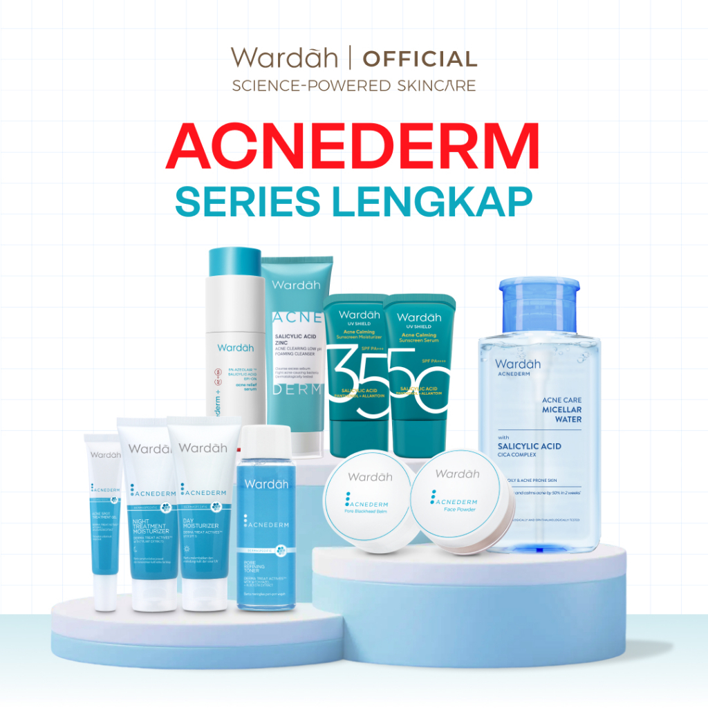 WARDAH Acnederm Series Lengkap - Acne Care, Melawan Jerawat, Cocok untuk Kulit Berjerawat, Komedo, A