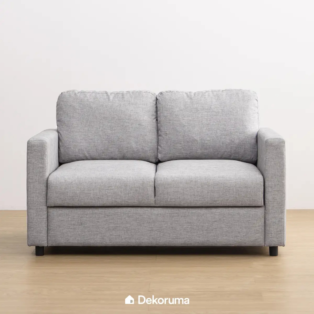 Dekoruma HIROI Sofa Minimalis Storage 2 Seater / Sofa 2 Dudukan Kain - Abu-abu Muda
