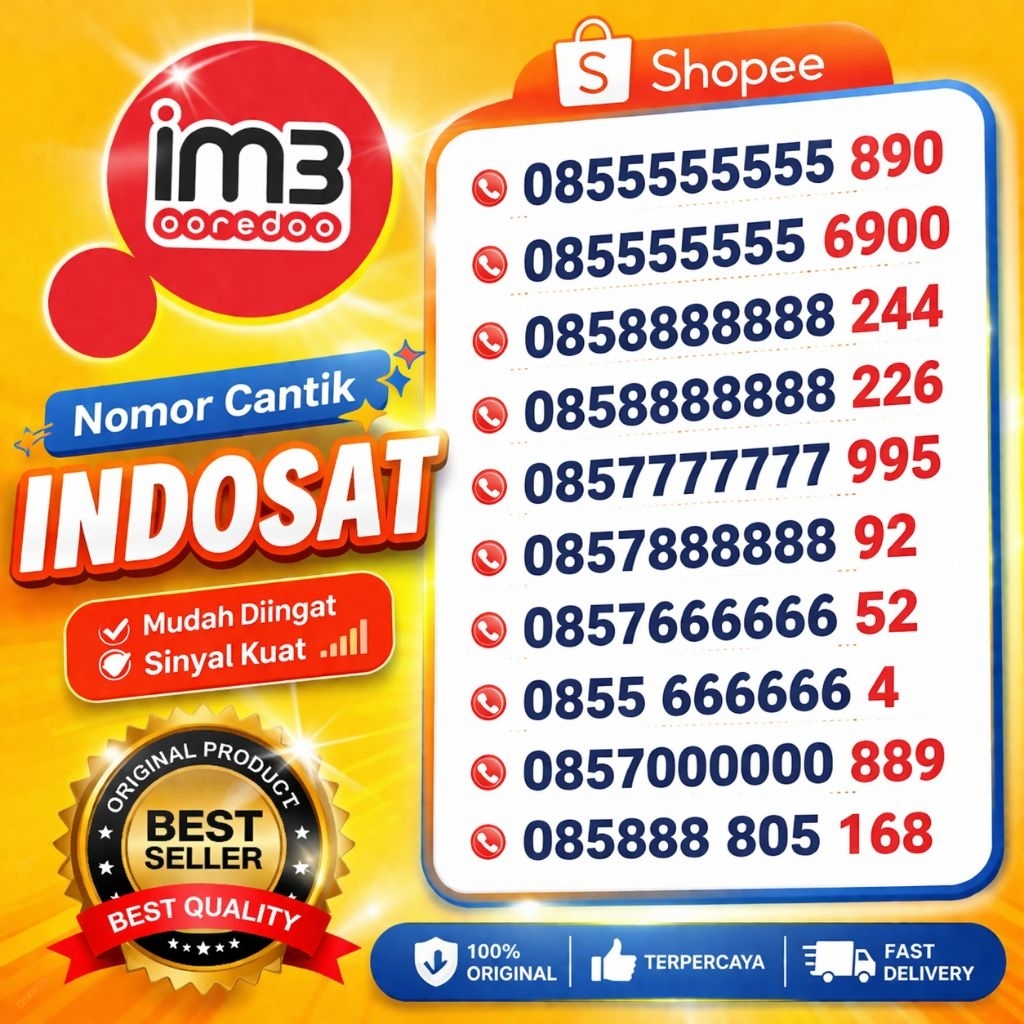 NOMOR CANTIK INDOSAT 5555555 SAPTA KEMBAR TUJU NOMOR CANTIK HEXA 888888 HEXA DELAPAN HEXA 777777