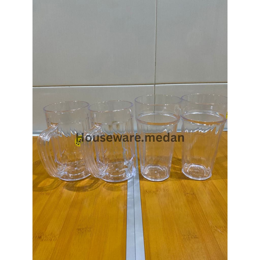 CANGKIR ATOM BENING 6PCS | GELAS TEH BIR | CANGKIR POLOS | GELAS MIKA
