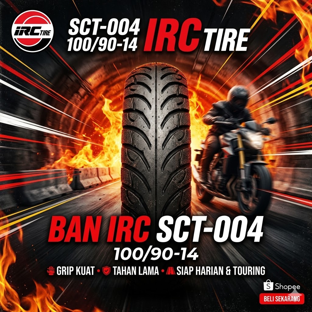 100% Original IRC TIRE SCT-004 100/90-14 Ban Tubeless Motor Matic Belakang Anti Licin Tahan Lama Coc